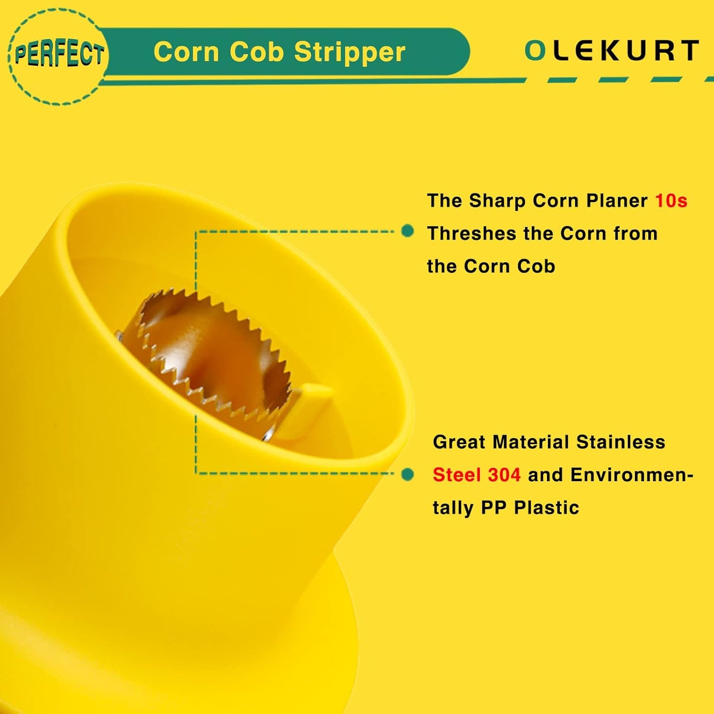 Corn Cob Stripper, Corn Peeler from Corn on the Cob, Quick Corn Kernel Cutter Tool, with Bowl & Safety Handle [Yellow]