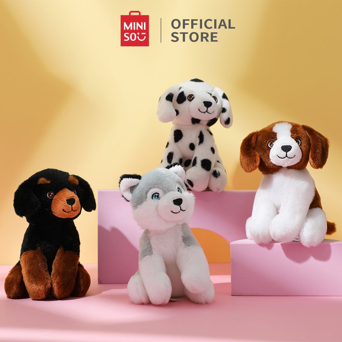 Miniso Small Plush Toy Randomly 4 Husky Dalmatian Brown Dog Black Dog