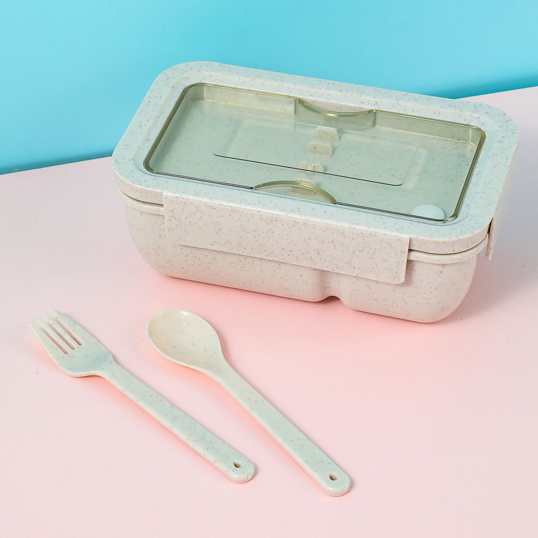 3pcs Three Layer Wheat Straw Plastic Lunch Box With Utensils Square Bento  Box For Students And Adults