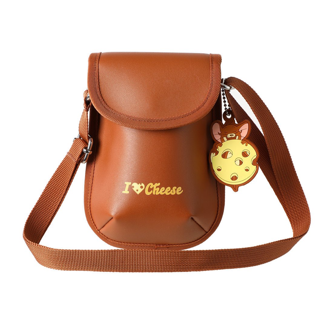 MINISO Tom and Jerry I love cheese Collection Crossbody Phone  Pouch(Jerry,Brown)